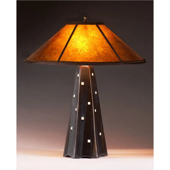 Jim Webb Studio 233 Six Sided Onyx Glaze Table Lamp Hopewell Collection with Amber Mica Shade