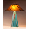 Jim Webb Studio 233 Six Sided Viridian Glaze Table Lamp Hopewell Collection with Amber Mica Shade