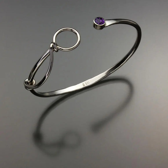 John Tzelepis Jewelry Sterling Silver Amethyst Bracelet BRA520AM-5 Handcrafted Artistic Artisan Designer Jewelry