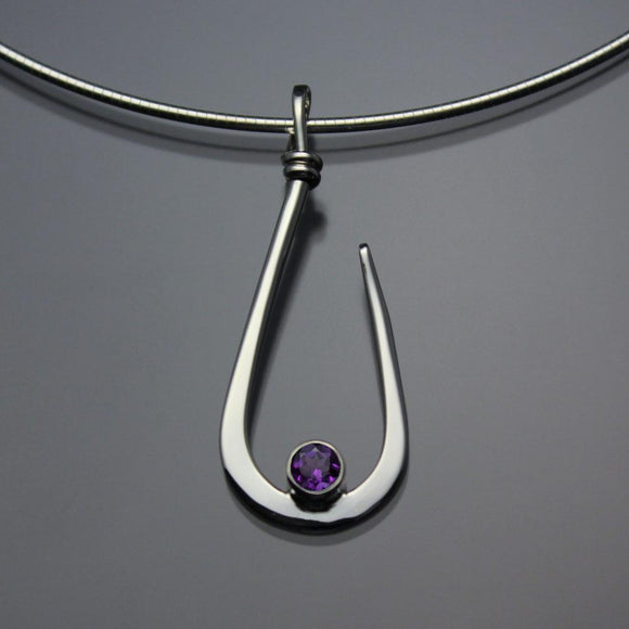 John Tzelepis Jewelry Sterling Silver or 14K Gold Amethyst Pendant Necklace PEN030AM Handcrafted Artistic Artisan Designer Jewelry