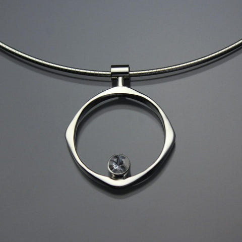 John Tzelepis Jewelry Sterling Silver Aquamarine Pendant Necklace PEN070AQ Handcrafted Artistic Artisan Designer Jewelry