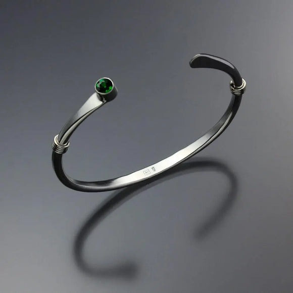 John Tzelepis Jewelry Sterling Silver Chrome Diopside Bracelet BRA021WCD-1 Handcrafted Artistic Artisan Designer Jewelry