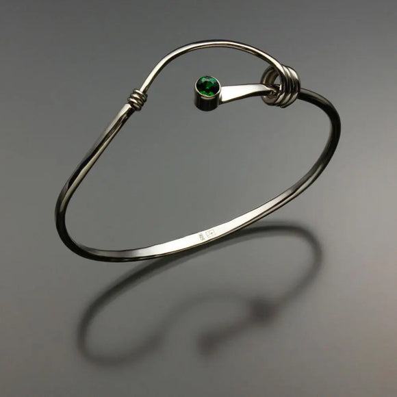 John Tzelepis Jewelry Sterling Silver Chrome Diopside Bracelet BRA540CD-3 Handcrafted Artistic Artisan Designer Jewelry