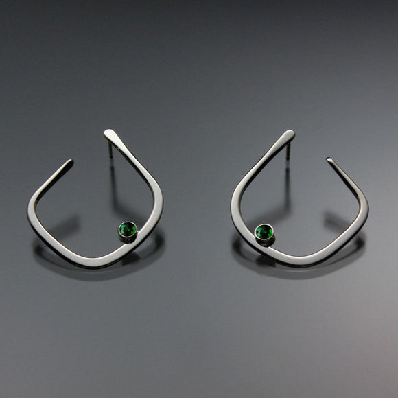 John Tzelepis Jewelry Sterling Silver or 14K Gold Chrome Diopside Earrings EAR050SSCD Handcrafted Artistic Artisan Designer Jewelry
