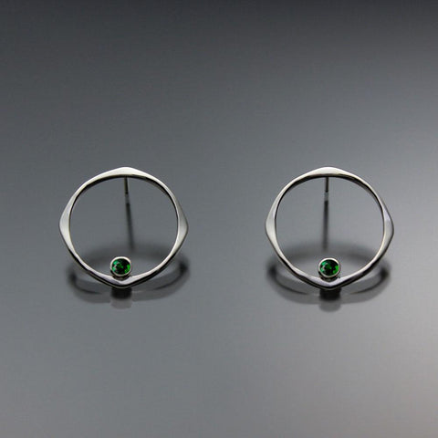 John Tzelepis Jewelry Sterling Silver Chrome Diopside Earrings EAR070SMSSCD Handcrafted Artistic Artisan Designer Jewelry