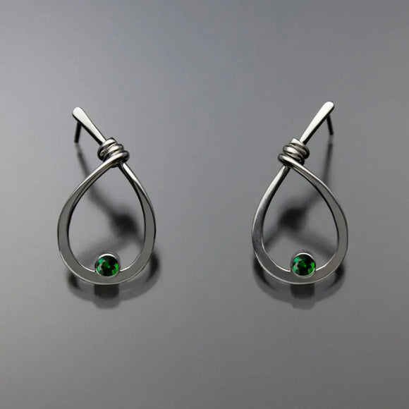 John Tzelepis Jewelry Sterling Silver Chrome Diopside Earrings EAR190SMCD-1 Handcrafted Artistic Artisan Designer Jewelry