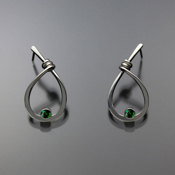 John Tzelepis Jewelry Sterling Silver Chrome Diopside Earrings EAR190SMCD-1 Handcrafted Artistic Artisan Designer Jewelry