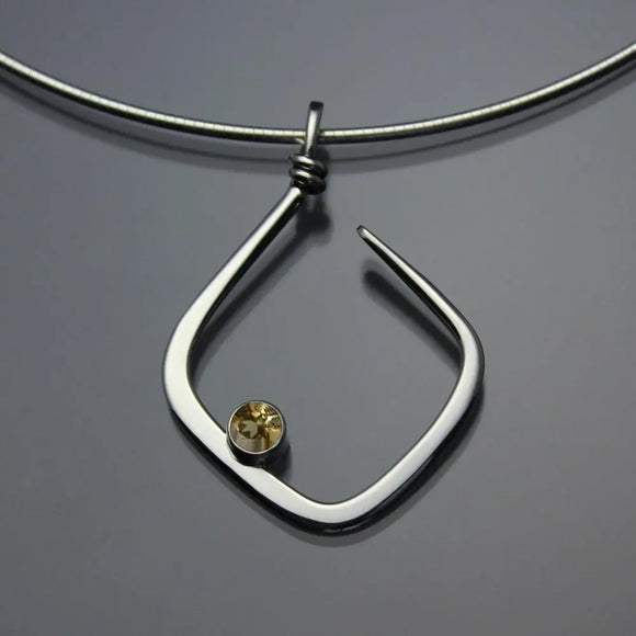 John Tzelepis Jewelry Sterling Silver or 14K Gold Citrine Pendant Necklace PEN050CI Handcrafted Artistic Artisan Designer Jewelry