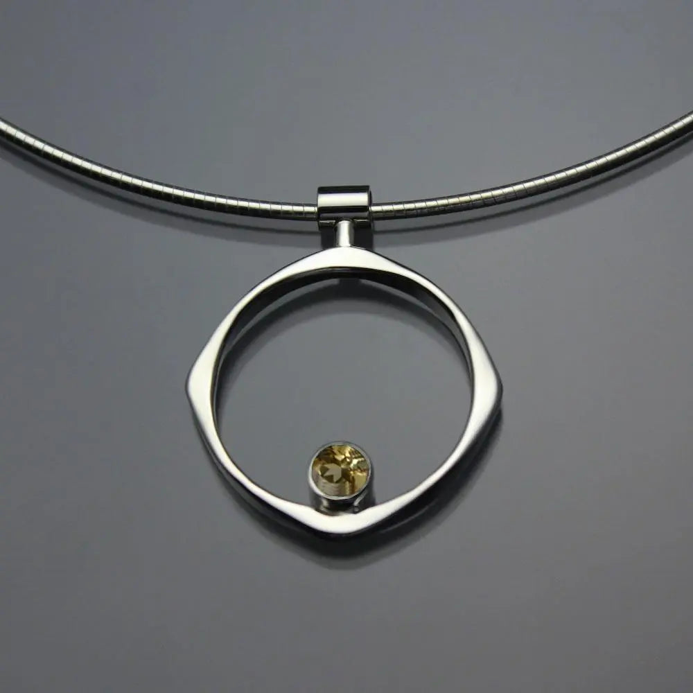 John Tzelepis Jewelry Sterling Silver Citrine Pendant Necklace PEN070CI Handcrafted Artistic Artisan Designer Jewelry