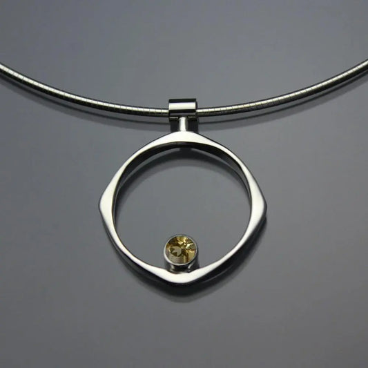 John Tzelepis Jewelry Sterling Silver Citrine Pendant Necklace PEN070CI Handcrafted Artistic Artisan Designer Jewelry