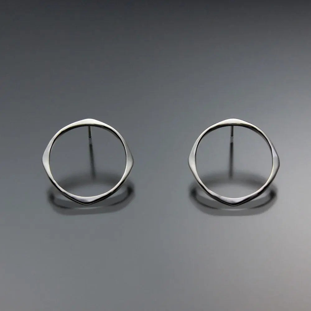 John Tzelepis Jewelry Sterling Silver or 14K Gold Earrings EAR070SMSS Handcrafted Artistic Artisan Designer Jewelry