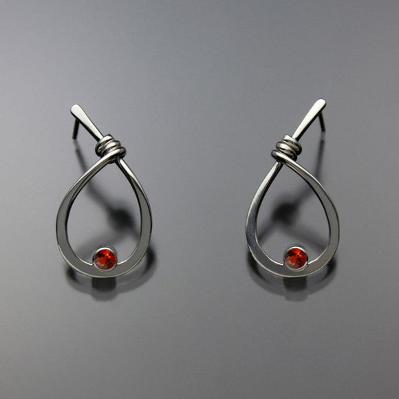 John Tzelepis Jewelry Sterling Silver Fire Opal Earrings EAR190SMMFO-1 Handcrafted Artistic Artisan Designer Jewelry