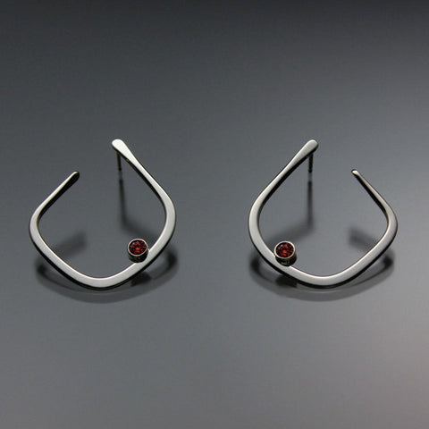 John Tzelepis Jewelry Sterling Silver or 14K Gold Garnet Earrings EAR050SSGR Handcrafted Artistic Artisan Designer Jewelry