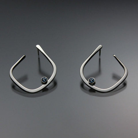 John Tzelepis Jewelry Sterling Silver or 14K Gold London Blue Topaz Earrings EAR050SSLTZ Handcrafted Artistic Artisan Designer Jewelry