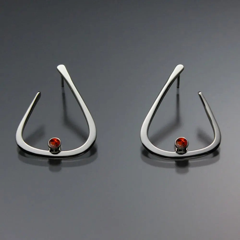 John Tzelepis Jewelry Sterling Silver or 14K Gold Mexican Fire Opal Earrings EAR040SMSSMFO Handcrafted Artistic Artisan Designer Jewelry