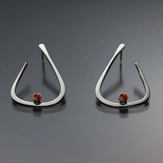 John Tzelepis Jewelry Sterling Silver or 14K Gold Mexican Fire Opal Earrings EAR040SMSSMFO Handcrafted Artistic Artisan Designer Jewelry