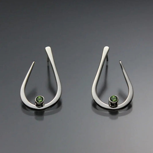 John Tzelepis Jewelry Sterling Silver or 14K Gold Peridot Earrings EAR030SMSSPR Handcrafted Artistic Artisan Designer Jewelry