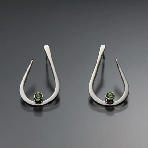 John Tzelepis Jewelry Sterling Silver or 14K Gold Peridot Earrings EAR030SMSSPR Handcrafted Artistic Artisan Designer Jewelry
