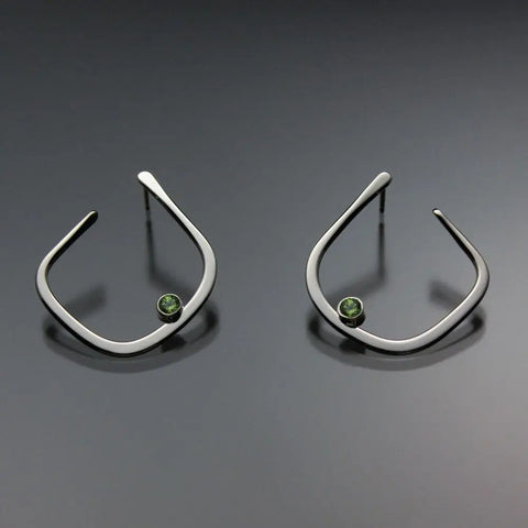 John Tzelepis Jewelry Sterling Silver or 14K Gold Peridot Earrings EAR050SSPR Handcrafted Artistic Artisan Designer Jewelry