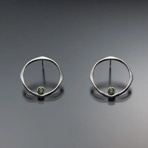 John Tzelepis Jewelry Sterling Silver or 14K Gold Peridot Earrings EAR070SMSSPR Handcrafted Artistic Artisan Designer Jewelry