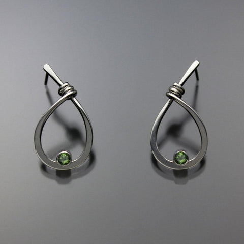John Tzelepis Jewelry Sterling Silver Peridot Earrings EAR190SMPR-1 Handcrafted Artistic Artisan Designer Jewelry