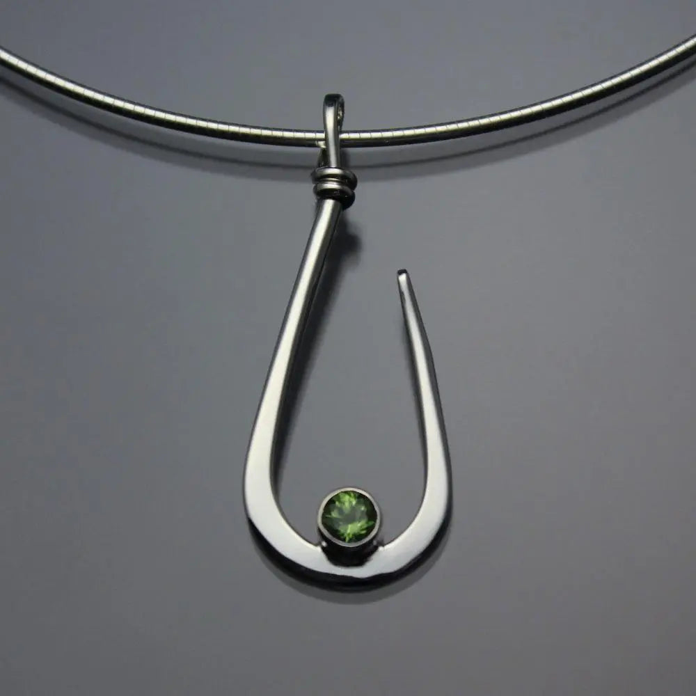 John Tzelepis Jewelry Sterling Silver or 14K Gold Peridot Pendant Necklace PEN030PR Handcrafted Artistic Artisan Designer Jewelry