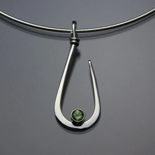 John Tzelepis Jewelry Sterling Silver or 14K Gold Peridot Pendant Necklace PEN030PR Handcrafted Artistic Artisan Designer Jewelry