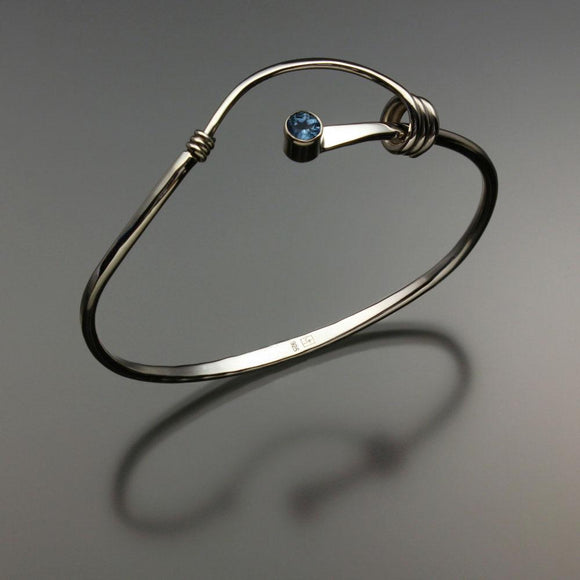 John Tzelepis Jewelry Sterling Silver Swiss Blue Topaz Bracelet BRA540TZ-3 Handcrafted Artistic Artisan Designer Jewelry