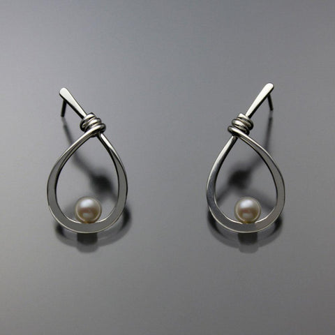 John Tzelepis Jewelry Sterling Silver White Pearl Earrings EAR190SMPW-1 Handcrafted Artistic Artisan Designer Jewelry