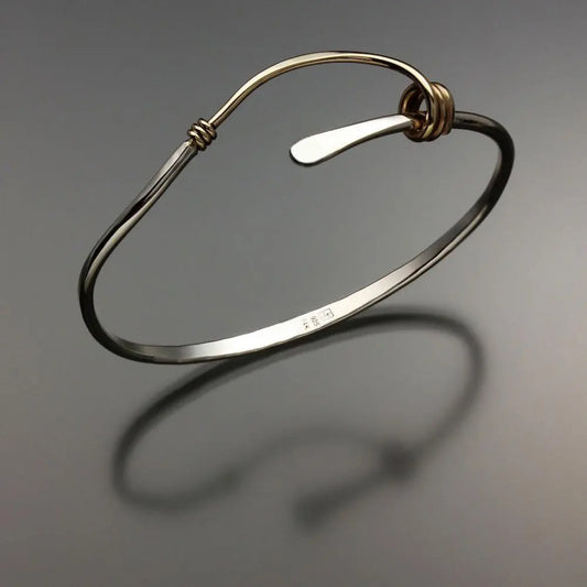 John Tzelepis Jewelry Sterling Silver and 14K Gold Bracelet BRA541-3 Handcrafted Artistic Artisan Designer Jewelry