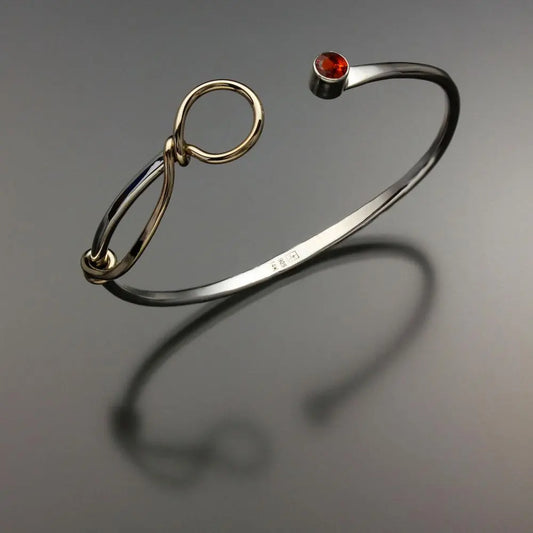 Mexican Fire Opal Bracelet BRA521MFO Sterling Silver and 14K Gold