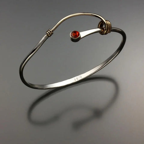 John Tzelepis Jewelry Sterling Silver and 14K Gold Mexican Fire Opal Bracelet BRA541MFO-3 Handcrafted Artistic Artisan Designer Jewelry