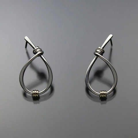 John Tzelepis Jewelry Sterling Silver and 14K Gold Small Earrings  EAR190SM-1 Handcrafted Artistic Artisan Designer Jewelry