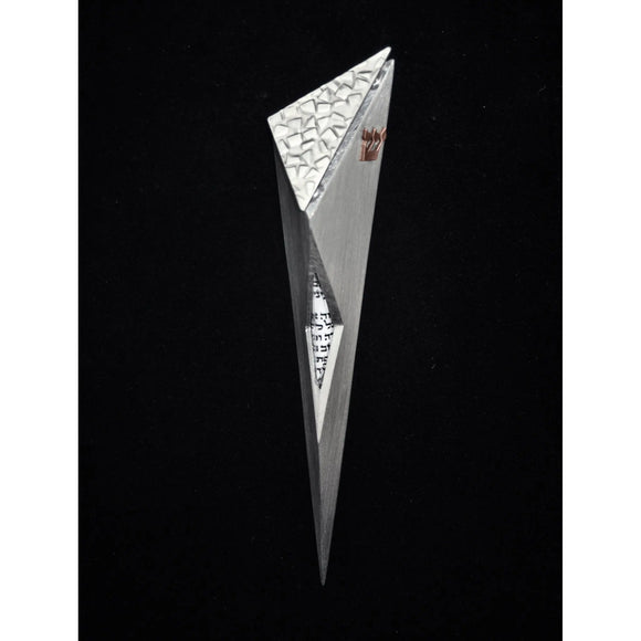 Joy Stember Metal Arts Studio Mezuzah 122 Raised Top with Window, Artistic Artisan Designer Judaica