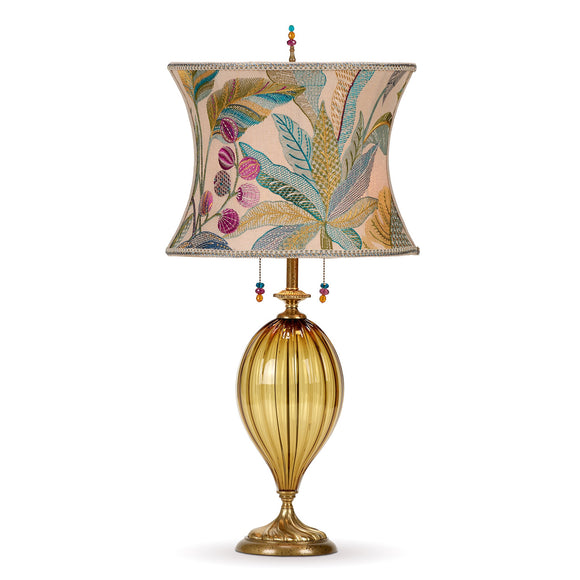 Kinzig Design Anna Table Lamp 234I173 Colors Teal Gold Purple Shade Amber Blown Glass Base Artisan Designer Table Lamps