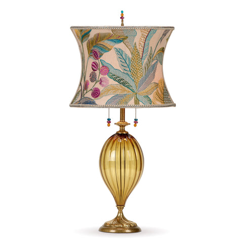 Kinzig Design Anna Table Lamp 234I173 Colors Teal Gold Purple Shade Amber Blown Glass Base Artisan Designer Table Lamps