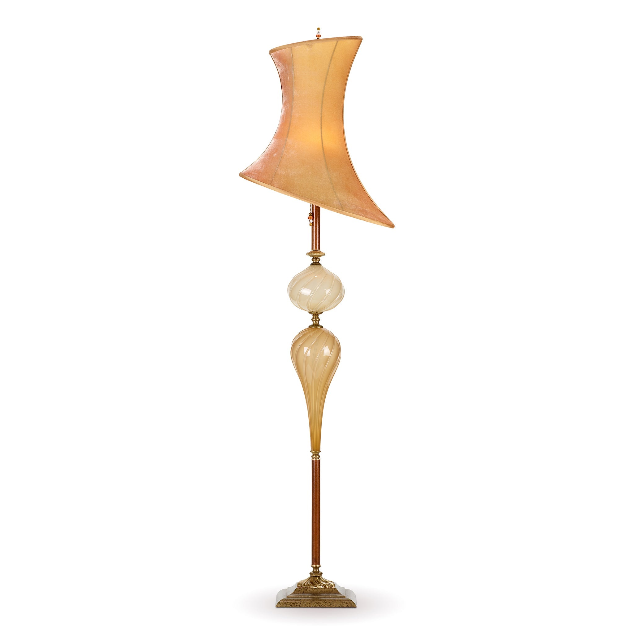Kinzig Design Cameron Floor Lamp Gold Cream Glass Ombre Gold Silk Velvet Sweetheart Gallery LLC Contemporary Craft Gallery Fine American Craft Art Decor Handmade Home Personal Accessories