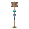 Kinzig Design Carlito Floor Lamp F216I167 Colors Blue Turquoise White and Yellow Shade Blue and Turquois Blown Glass Base Artisan Designer Floor Lamps