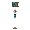 Kinzig Design Deacon Floor Lamp F219I169 Colors Blue Turquoise Orange White and Purple Shade Blue and Purple Blown Glass Base Artisan Designer Floor Lamps