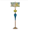 Kinzig Design Jay Floor Lamp F200AG166 Colors Bright Teal Blue and Lime Green Blown Glass and Fabric Artistic Artisan Designer Floor Lamps