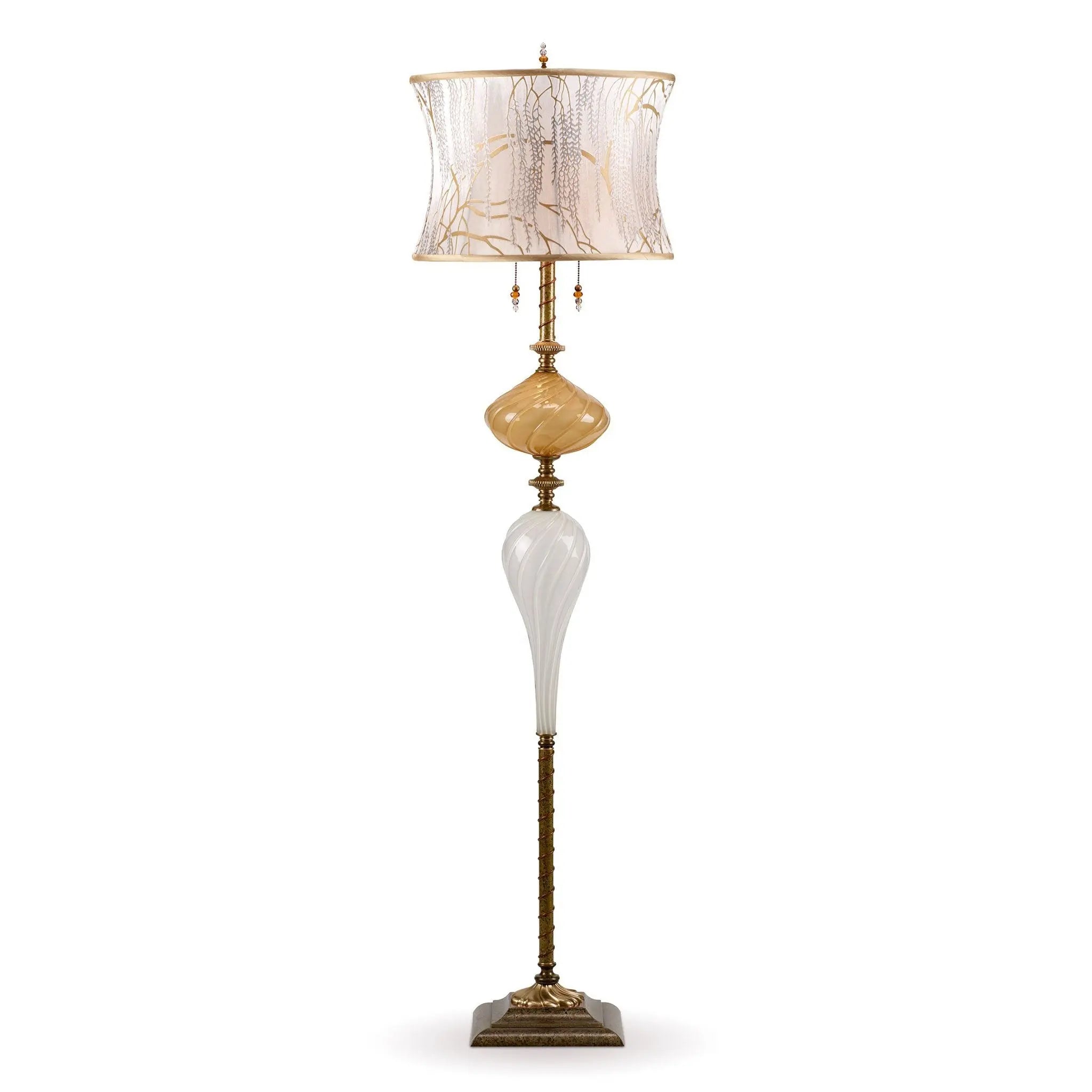 Kinzig Design Katz Floor Lamp Gold White Blown Glass White on