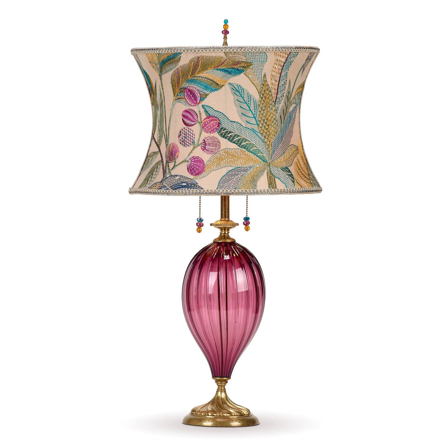 Kinzig Design Kelly Table lamp 225I173 Colors Teal Gold Purple Shade Purple Blown Glass Base Artisan Designer Table Lamps