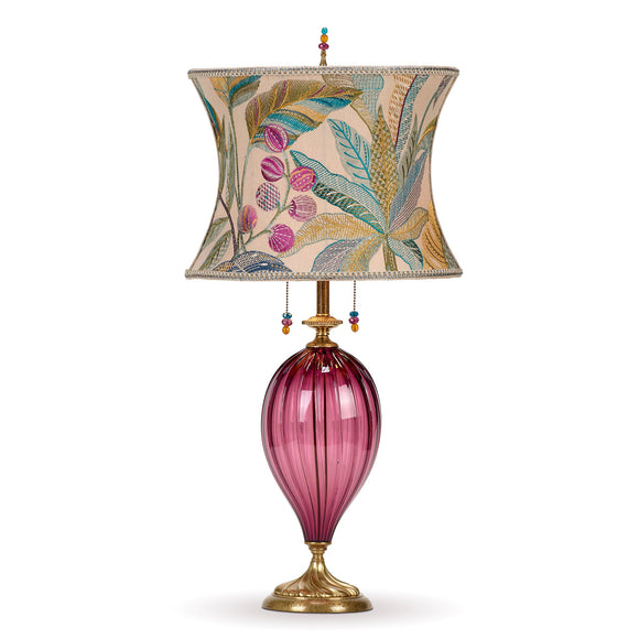 Kinzig Design Kelly Table lamp 225I173 Colors Teal Gold Purple Shade Purple Blown Glass Base Artisan Designer Table Lamps