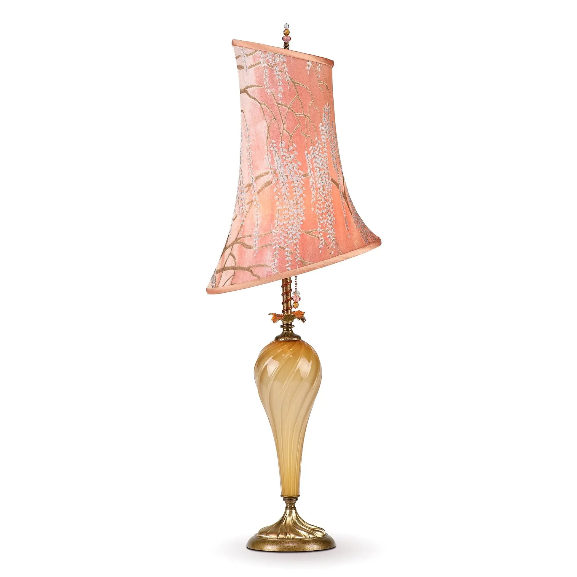 Kinzig Design Liora Table Lamp 151H145 Kevin Obrien Velvet Mango Shade Gold Blown Glass BaseArtistic Artisan Designer Table Lamps