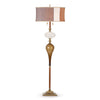 Kinzig Design Luke Floor Lamp F230AK175 Colors White and Brown Blown Glass Base with Silk Velvet Neutral Colored Shade Artistic Artisan Designer Floor Lamps