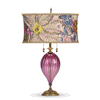 Kinzig Design Olivia Table Lamp 188AF159 Colors Purple Blown Glass with Pink Beige Green Floral Shade Artistic Artisan Designer Table Lamps