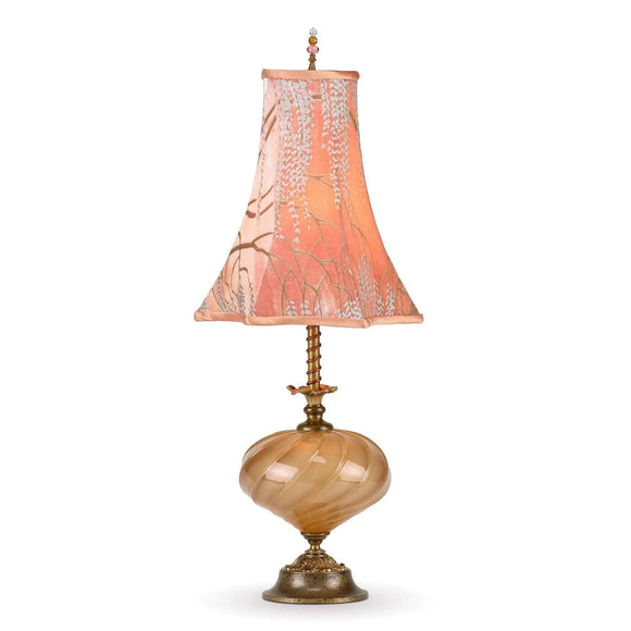 Kinzig Design Piper Table Lamp 113 A 145 Colors Caramel Blown Glass Base with Mango Shade Artistic Artisan Designer Table Lamps