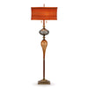 Kinzig Design Sam Floor Lamp F206AG156 Colors Smoky Gray and Amber Blown Glass Base Embroidered Orange Silk Shade Artistic Artisan Designer Floor Lamps
