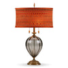 Kinzig Design Samantha Table Lamp 175 Af 156 Colors Gray Blown Glass Base with Embroidered Orange Silk Shade Artistic Artisan Designer Table Lamps