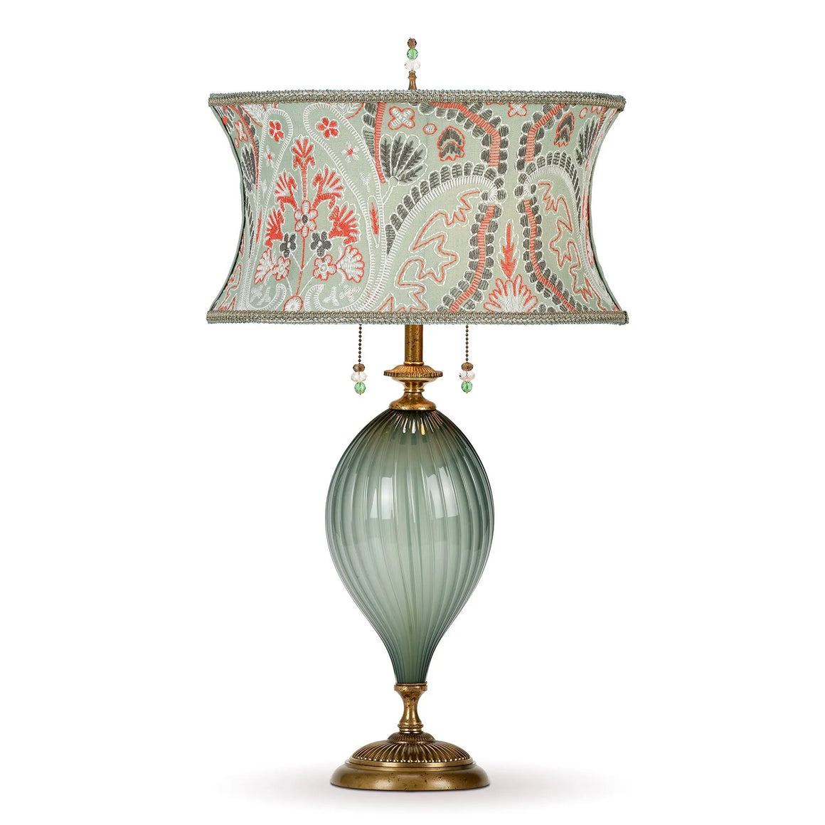 Kinzig Lamps, Hand Blown Glass Lamps with Embroidered Silk Shades ...